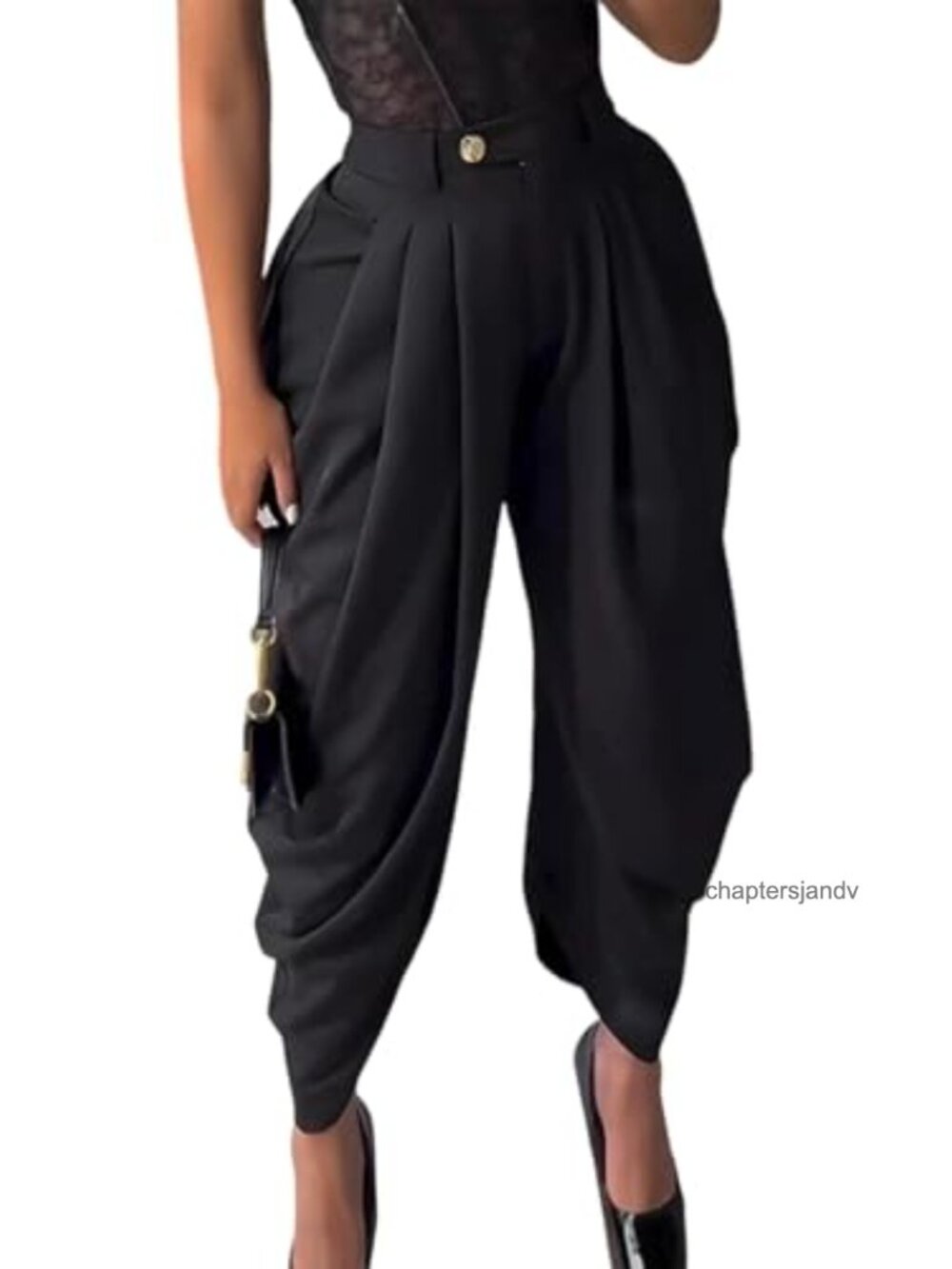 Women's High Waisted Pleated Wide Leg Palazzo Dress Pants Trousers